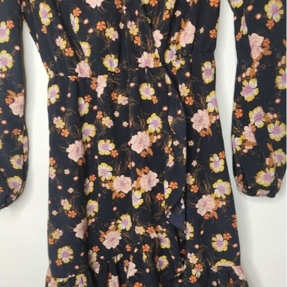 Abound long sleeve Floral Wrap  boho ruffle Dress size  XS - Picture 3 of 6
